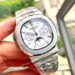 New Patek Philippe Nautilus Annual Calendar Moonphase Watch SS White Dial 42 MM